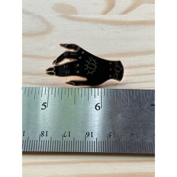 Celestial Third Eye Black & Gold Enamel Hand Pin - Picture 3 of 3